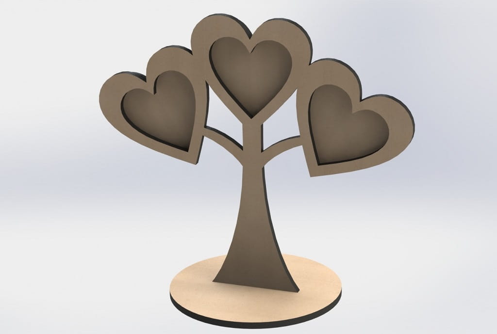 Laser Cut Heart Tree Desktop Picture Frame