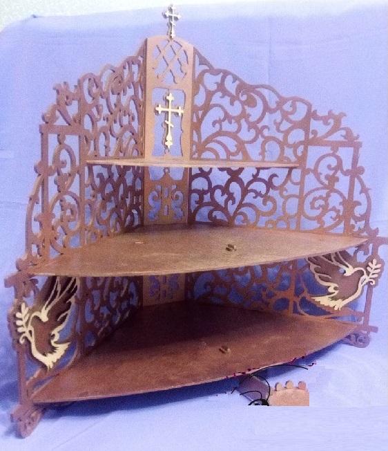 Laser Cut Wooden Corner Shelf For Icons