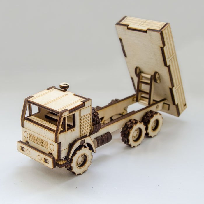 Laser Cut Dump Truck 3D Wood Model