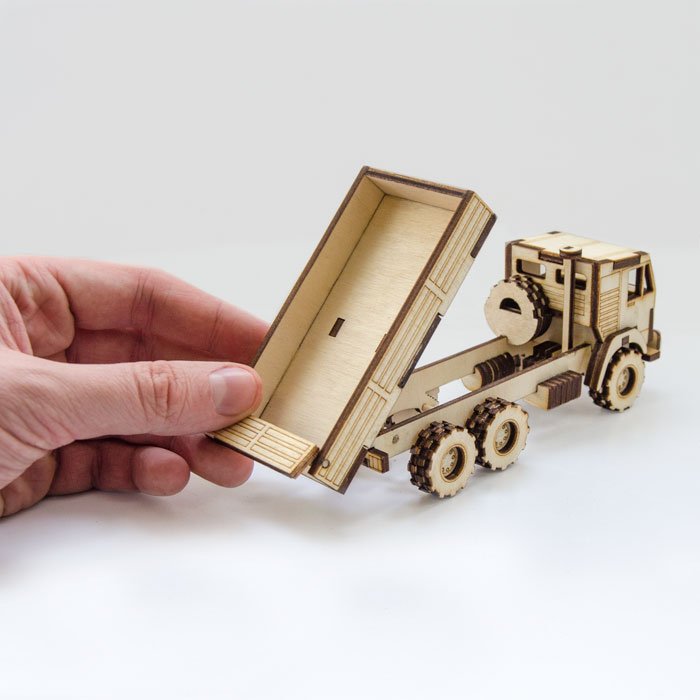 Laser Cut Dump Truck 3D Wood Model