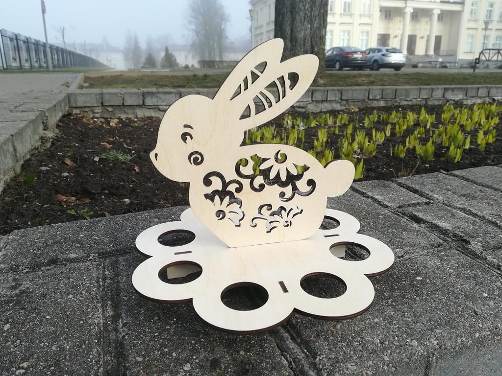 Laser Cut Bunny Easter Egg Basket Tray