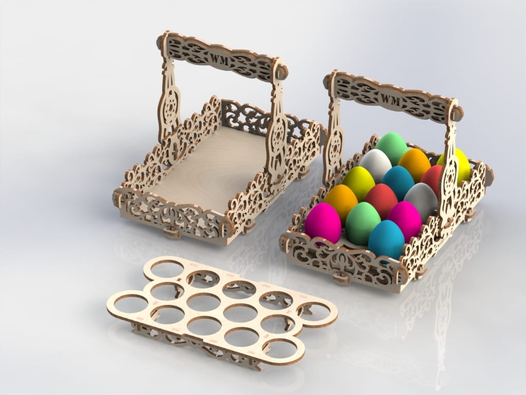 Laser Cut Decorative Easter Egg Basket