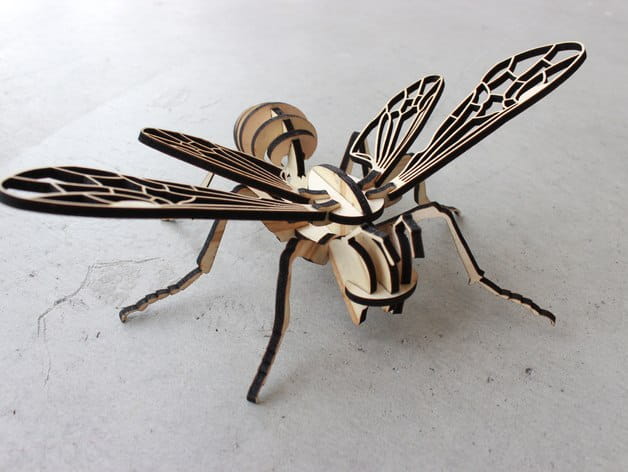 Laser Cut Bee 3D Puzzle Wood Model