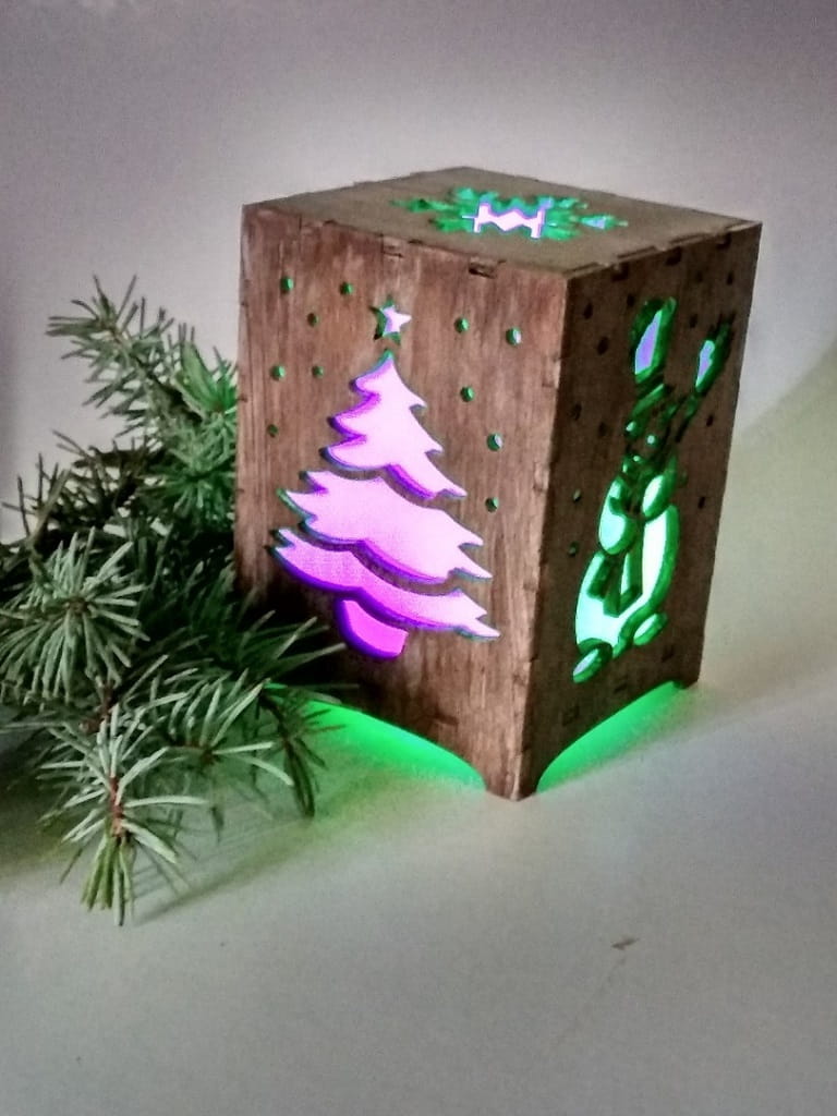 Laser Cut Christmas Tree Wooden Light Box