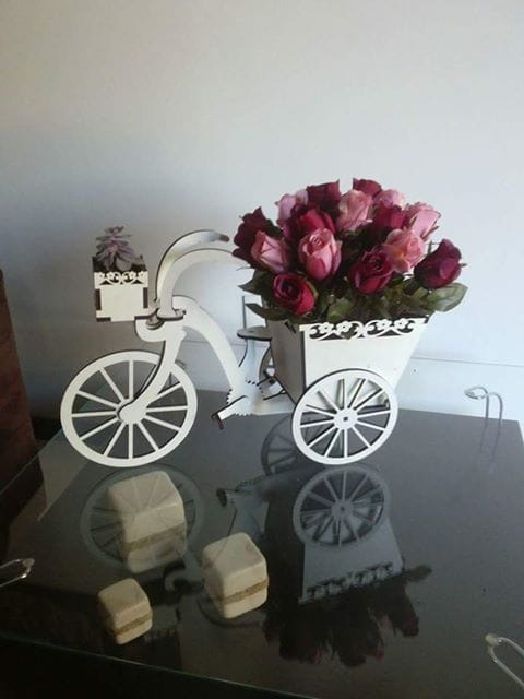 Laser Cut Decorative Flower Basket Cycle