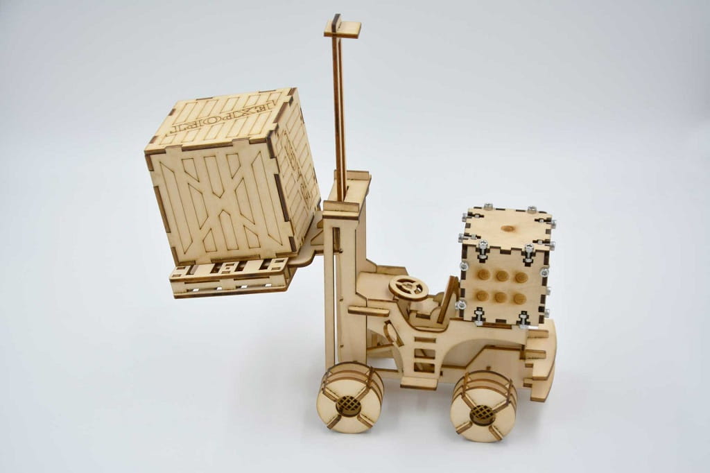 Laser Cut Forklift 3D Wood Model Kit