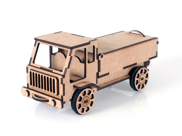 Laser Cut Lorry Truck Toy 3D Wood Model