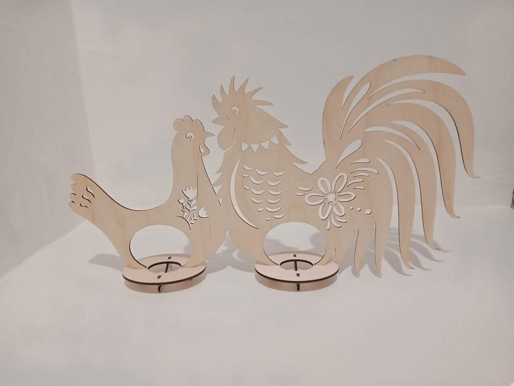 Laser Cut Hen Rooster Easter Egg Holder Display Stand