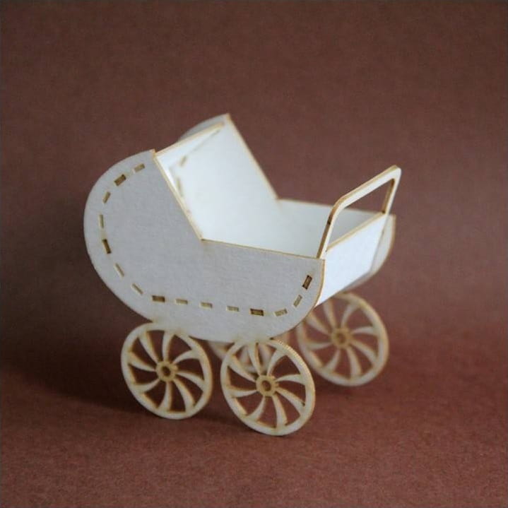 Laser Cut Miniature Baby Doll Cart Stroller
