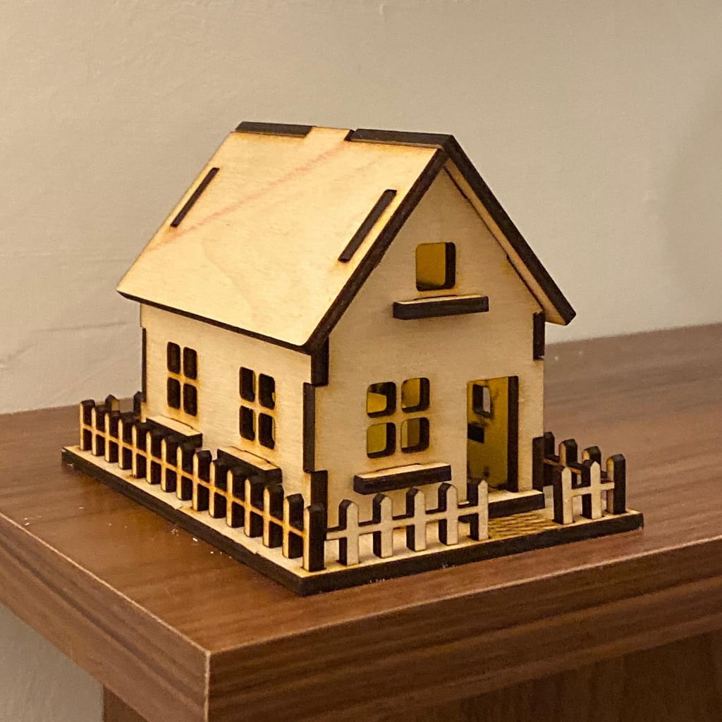 Laser Cut Miniature House 3D Wood Model