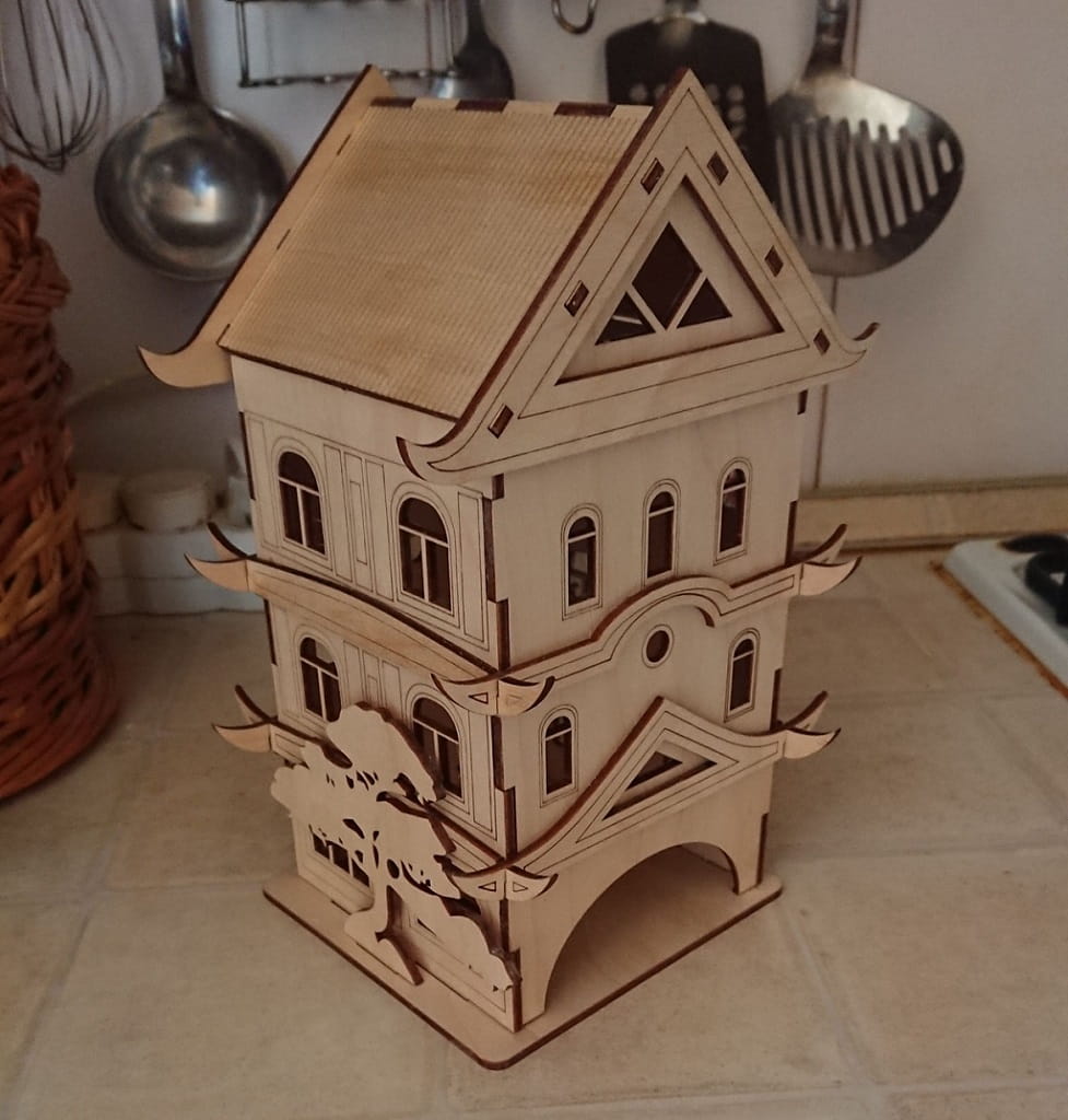 Laser Cut Pagoda Tea House Tea Bag Organizer