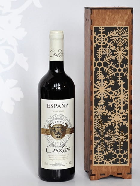 Laser Cut Single Bottle Wooden Wine Box