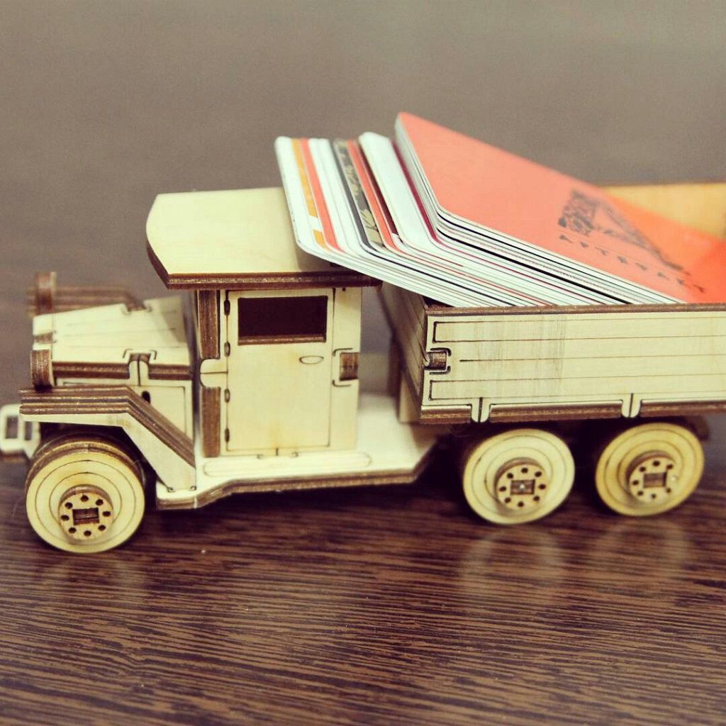 Laser Cut Wooden Truck Model Business Card Holder