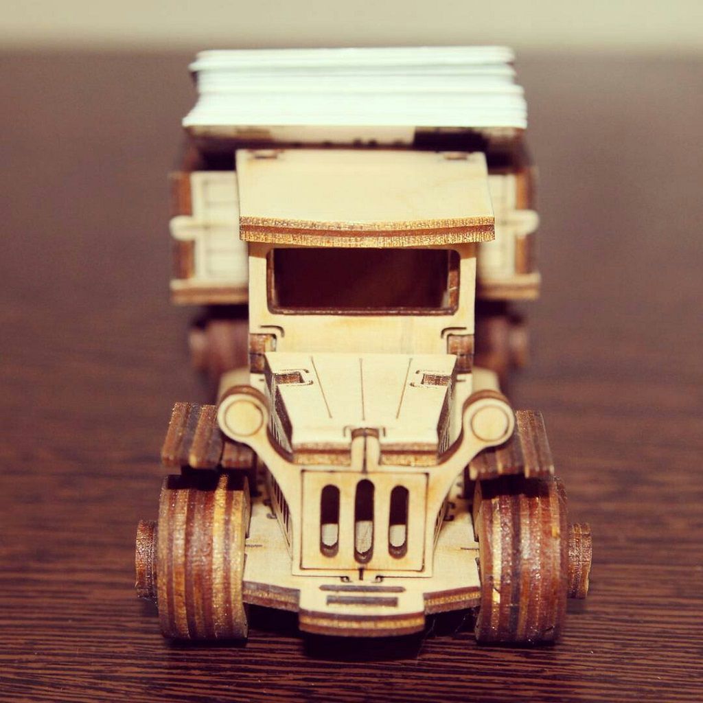 Laser Cut Wooden Truck Model Business Card Holder