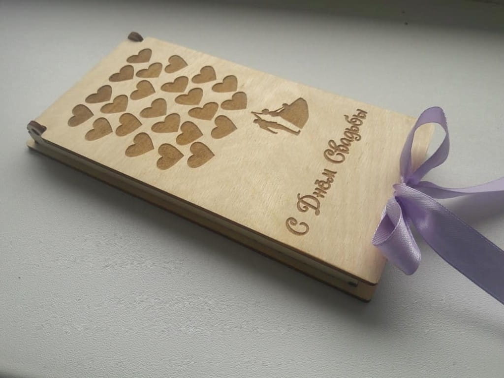 Laser Cut Wooden Gift Box With Ribbon Closure