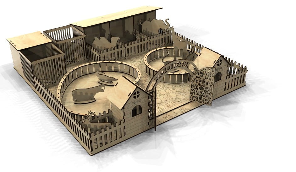 Laser Cut Zoo 3D Wood Model