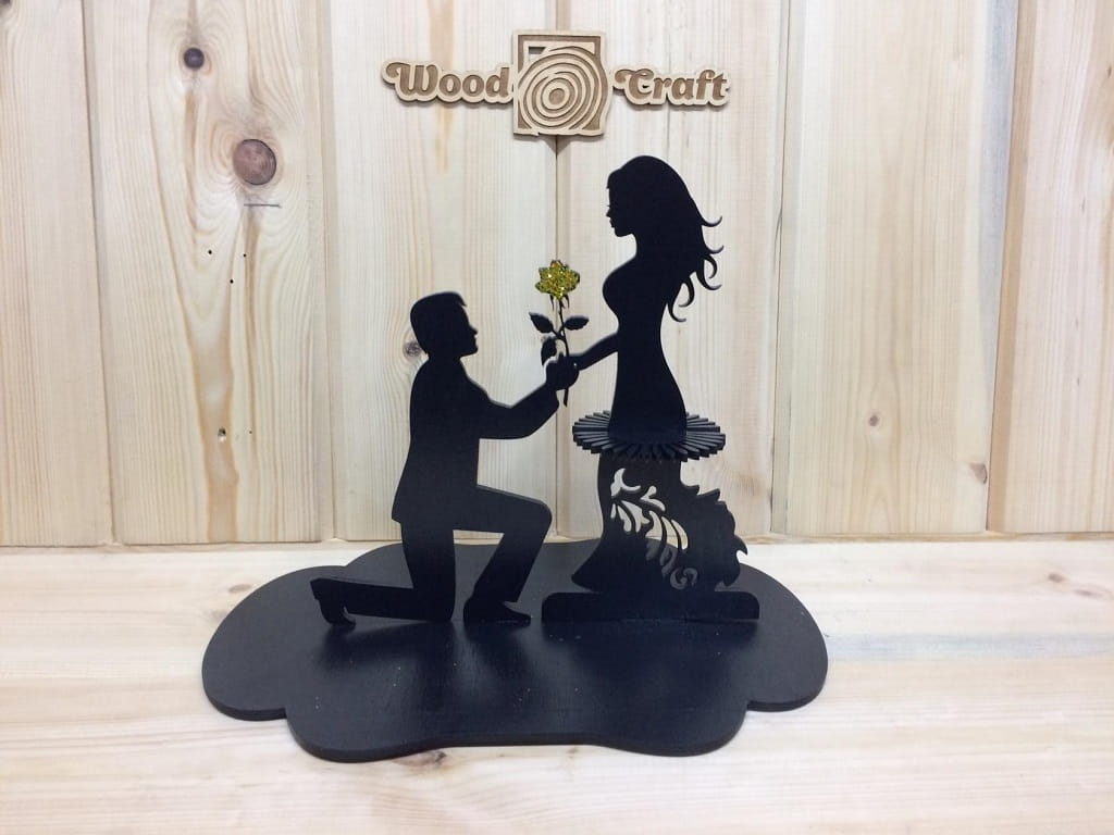 Laser Cut Couple Napkin Holder With Flower