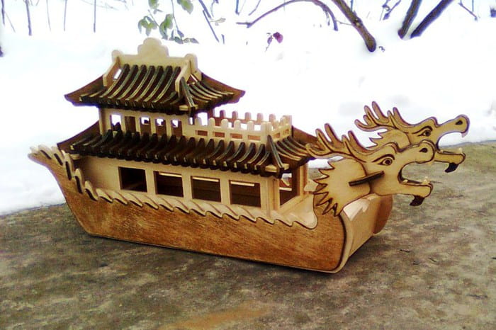 Laser Cut Dragon Boat 3D Wood Model