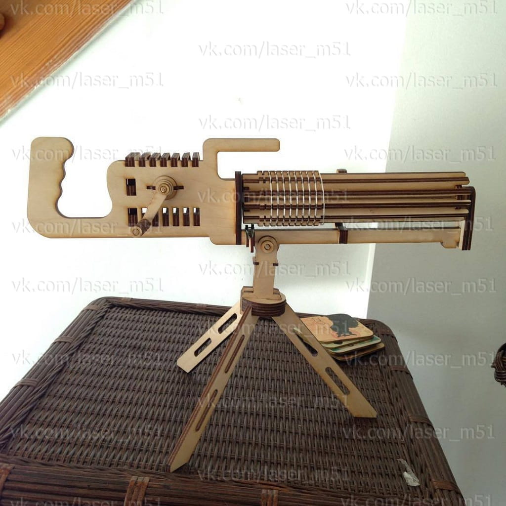 Laser Cut Machine Gun 3D Puzzle Wood Model