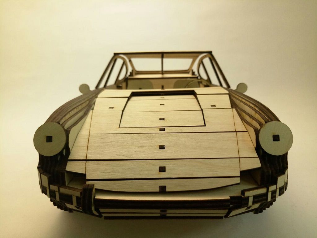 Laser Cut Porsche 911 3D Wood Model Puzzle