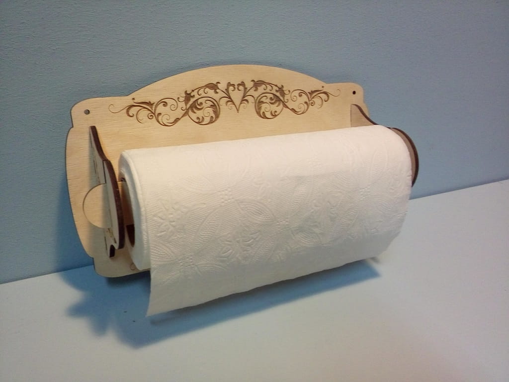 Laser Cut Wall Mounted Wooden Paper Towel Holder