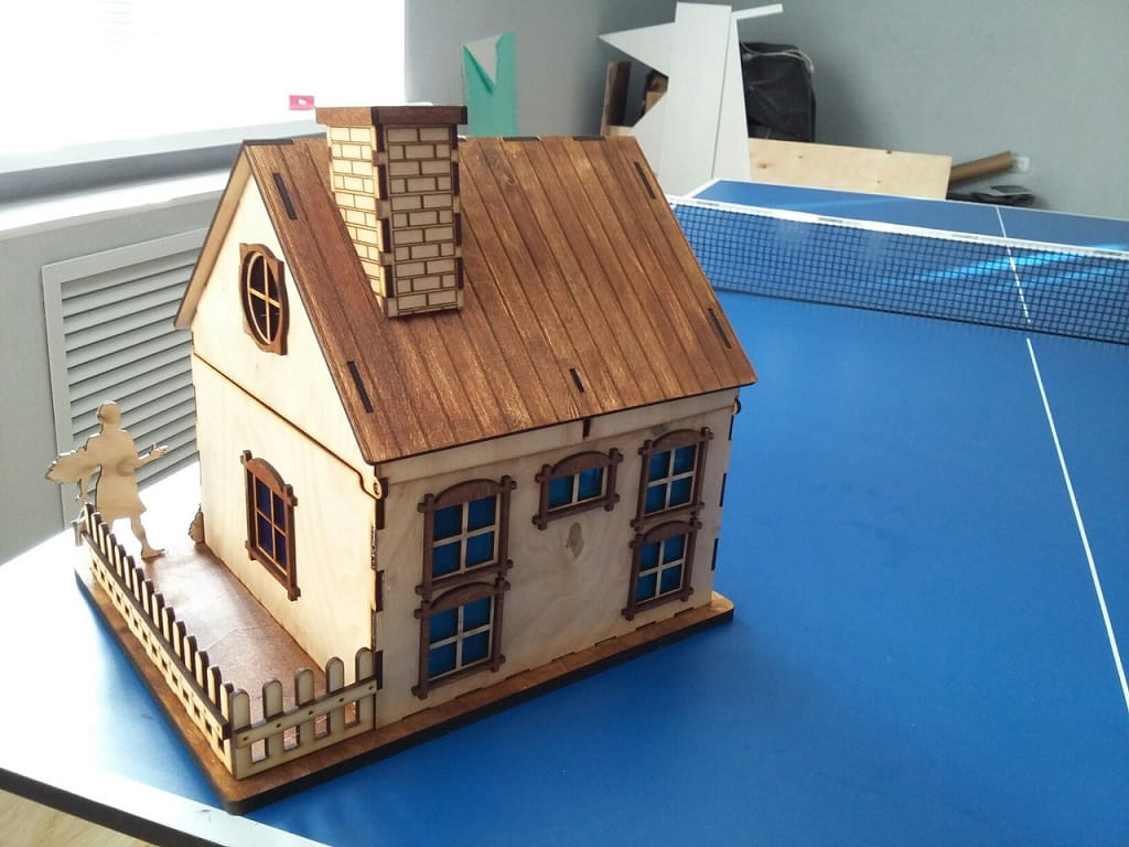 Laser Cut Wooden 3D Puzzle House