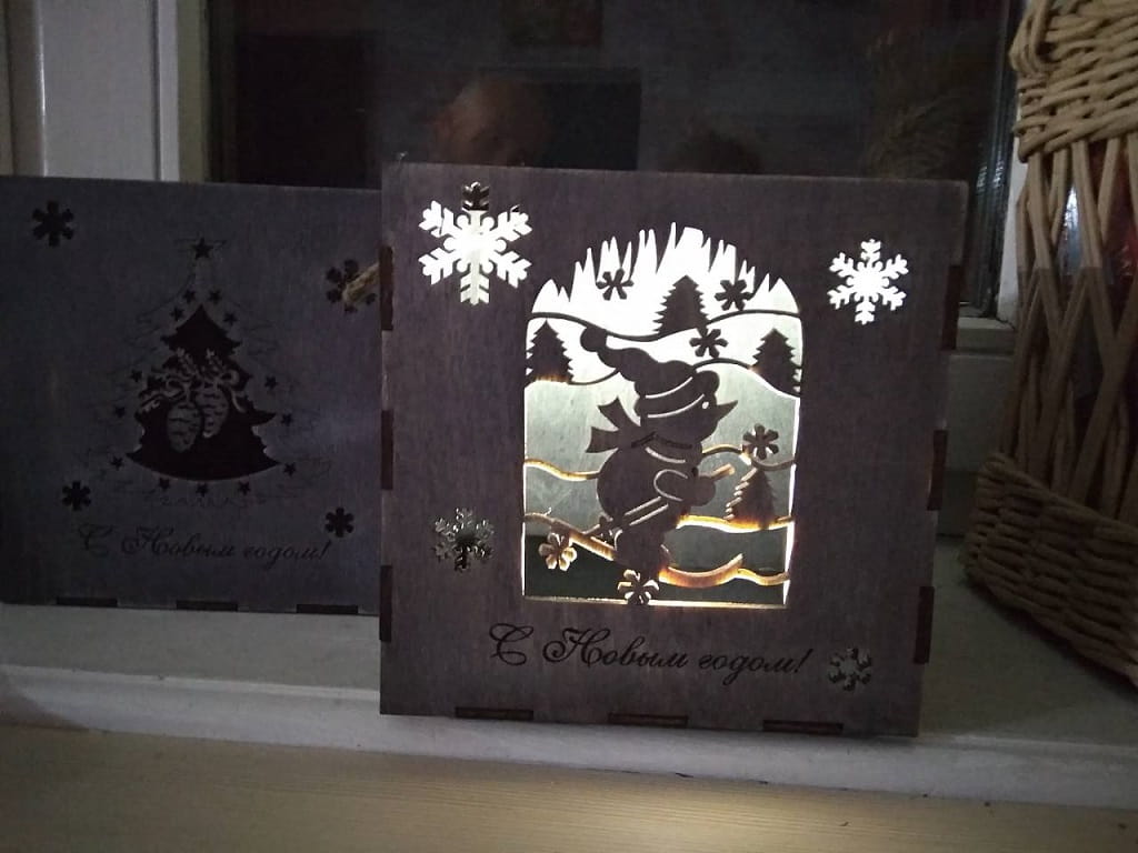 Laser Cut Christmas Snowman Light Box