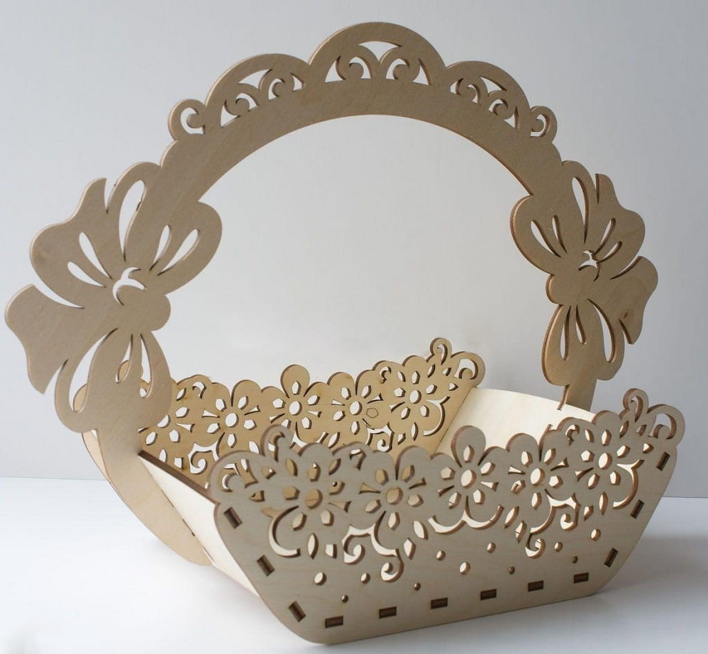 Laser Cut Decorative Flower Basket Chocolate Gift Basket