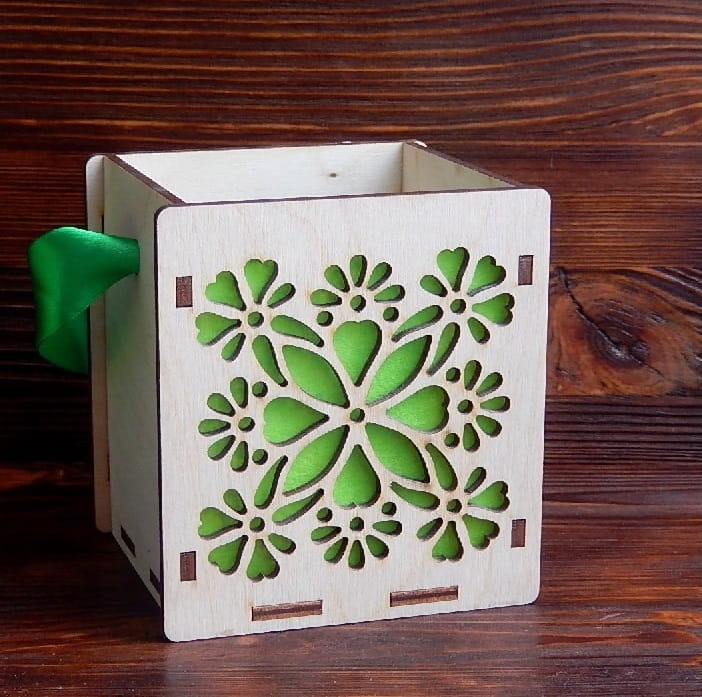 Laser Cut Gift Box With Floral Cut Out Design