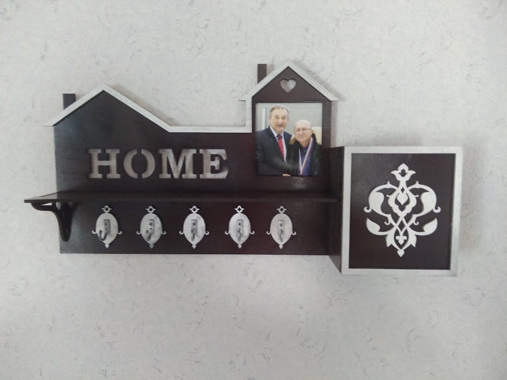 Laser Cut Key Holder Shelf With Picture Frame