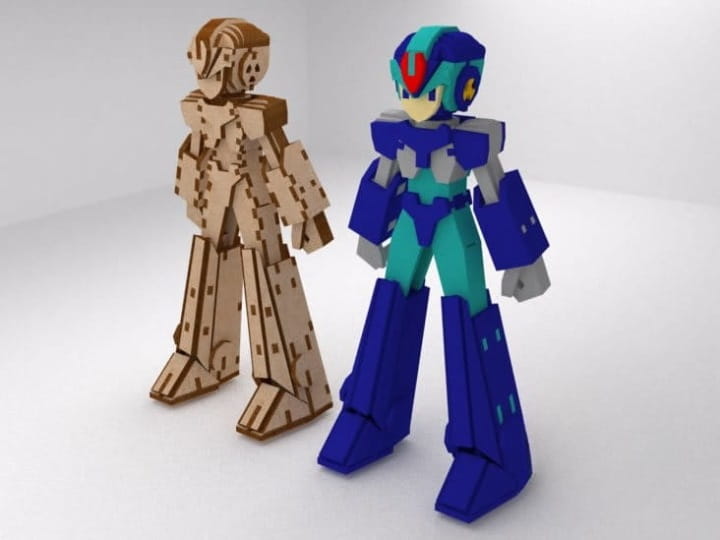 Laser Cut Mega Man Robot 3D Puzzle Wood Model