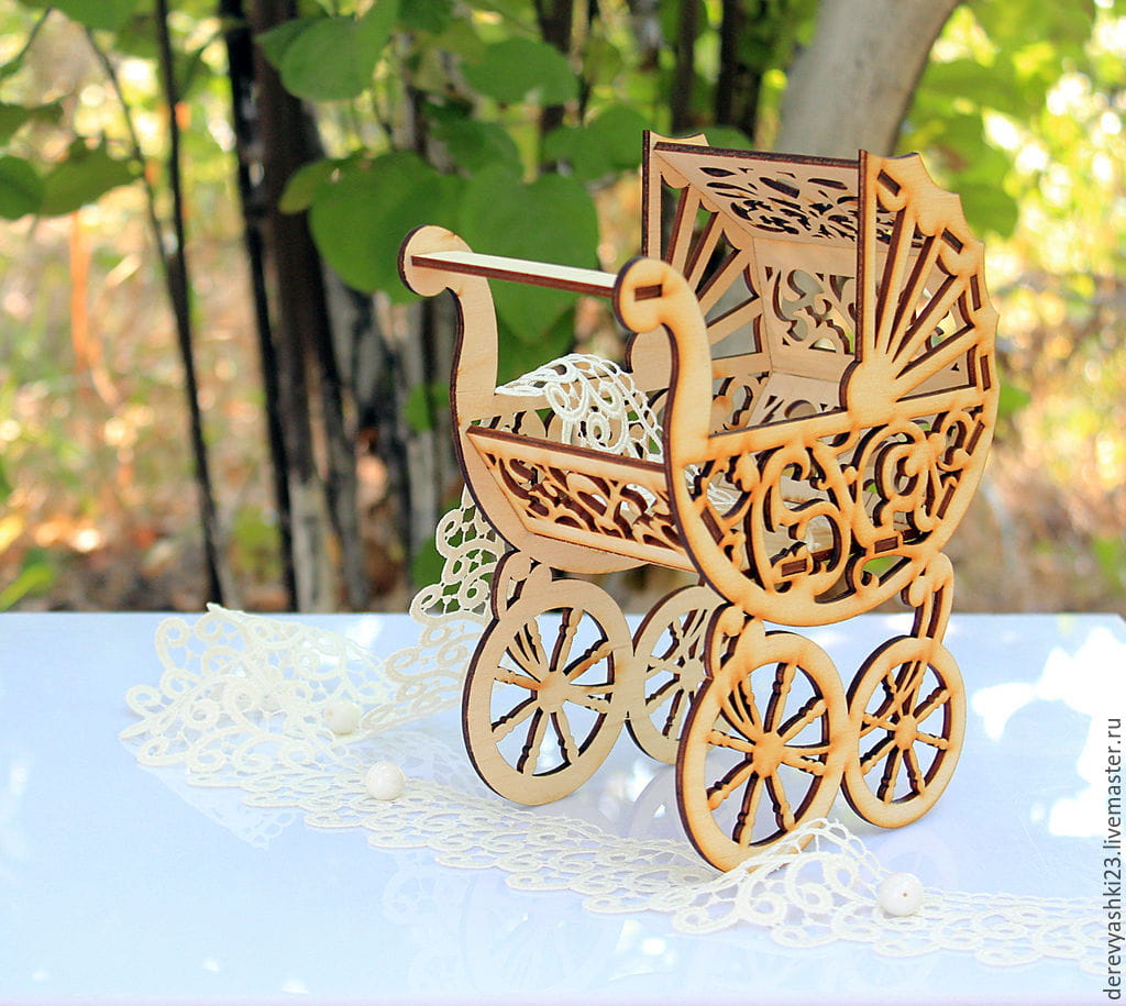 Laser Cut Miniature Baby Stroller