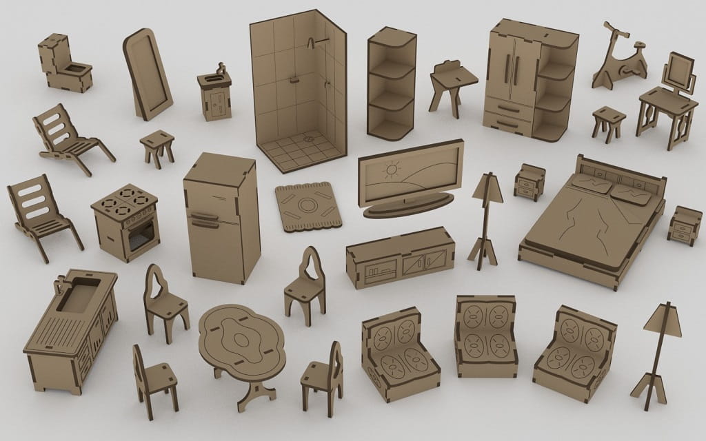 Laser Cut Miniature Dollhouse Furniture Kits