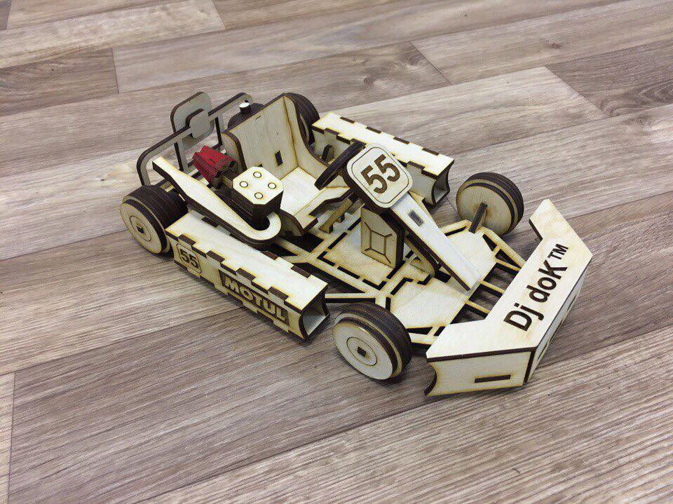 Laser Cut Go Kart Sports Car Wood Model Kit