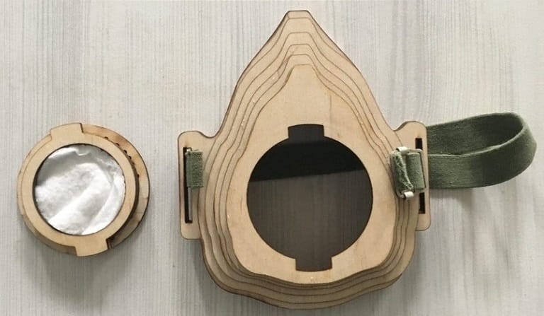 Laser Cut Wooden Face Mask With Replaceable Filter