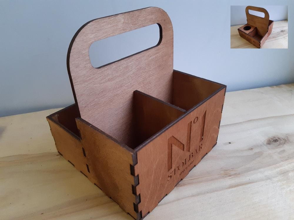 Laser Cut Wooden Spice Caddy With Handle