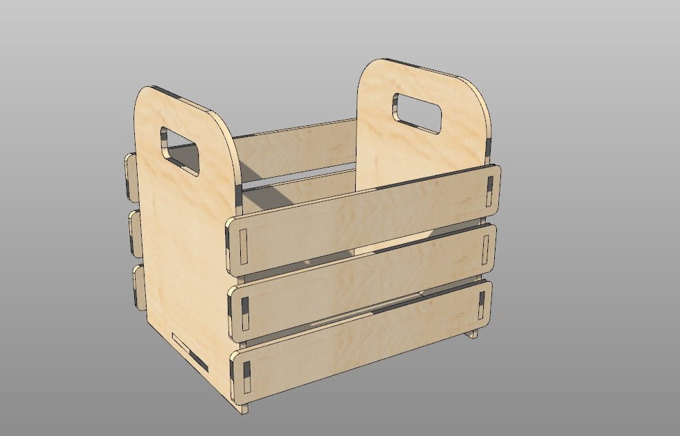Laser Cut Wooden Storage Basket With Handle