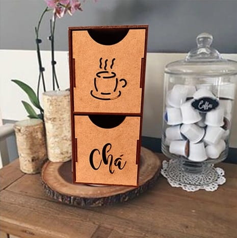 Laser Cut Wooden Tea Bag Drawer Box