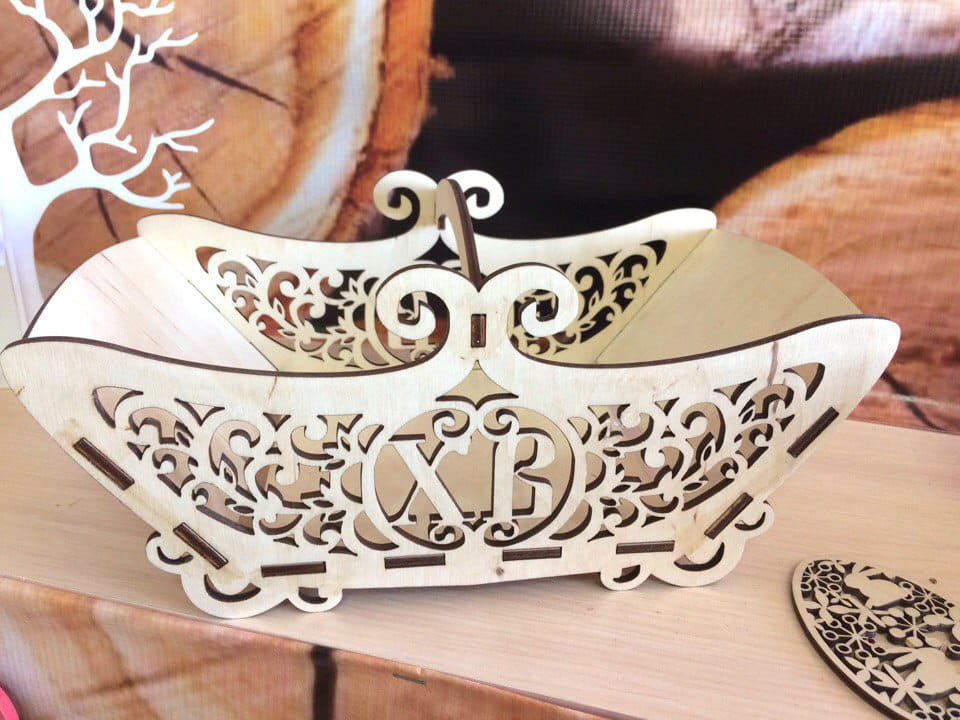 Laser Cut Wooden Easter Basket With Handle
