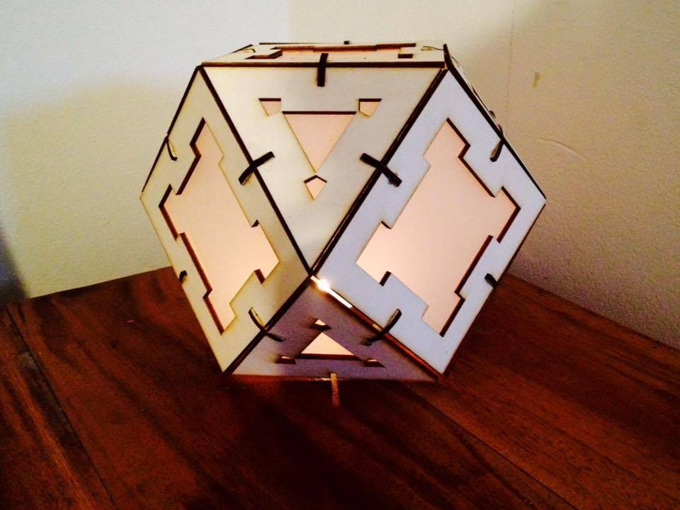 Laser Cut Cuboctahedron Shadow Lamp