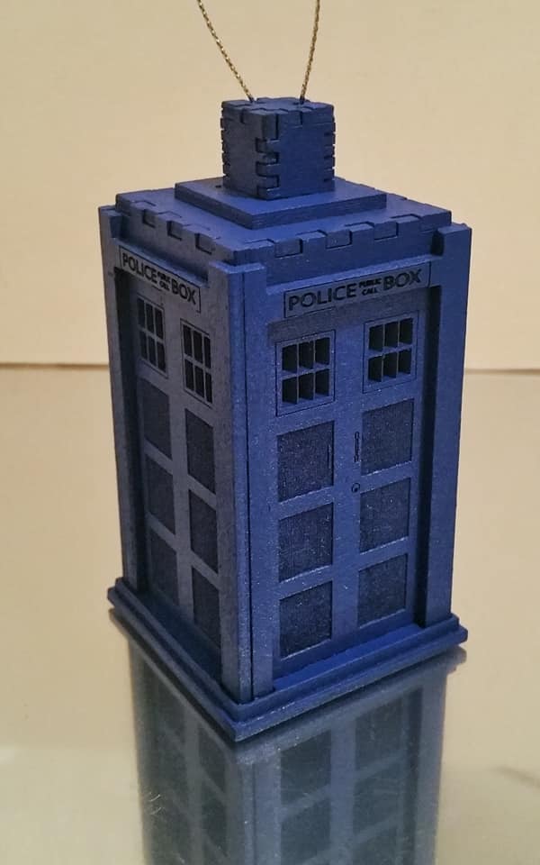 Laser Cut Doctor Who Tardis Christmas Ornament