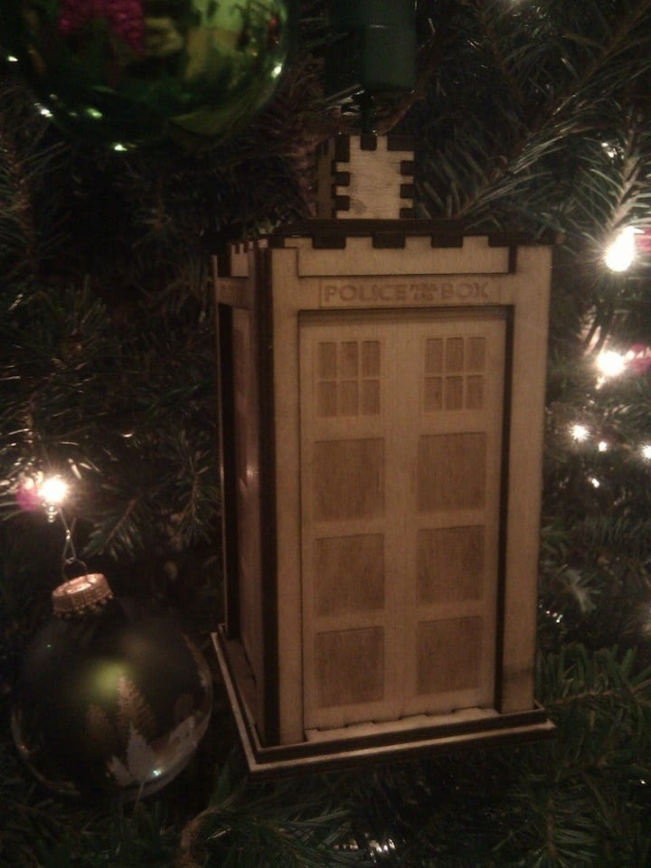 Laser Cut Doctor Who Tardis Christmas Ornament