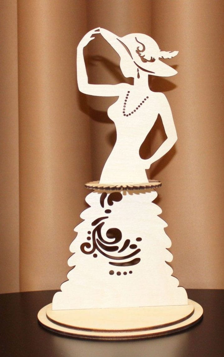 Laser Cut Lady With Hat Napkin Holder