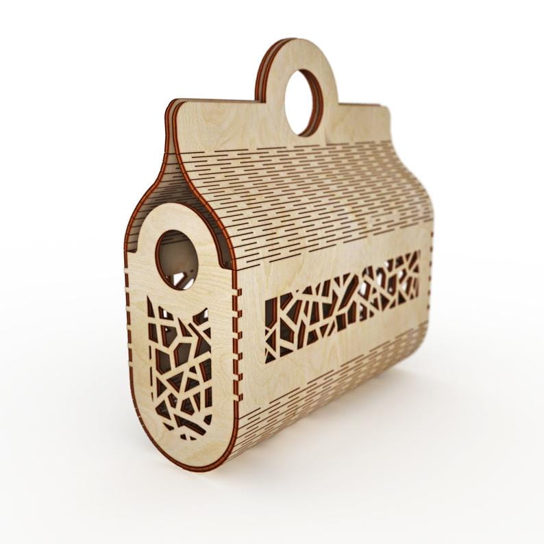 Laser Cut Living Hinge Circle Handle Clutch Bag