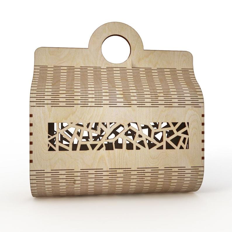 Laser Cut Living Hinge Circle Handle Clutch Bag