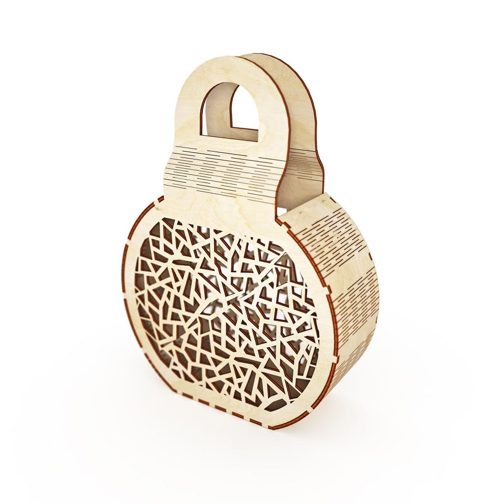 Laser Cut Living Hinge Round Top Handle Handbag