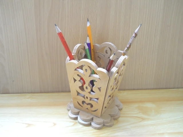 Laser Cut Pencil Crayons Pen Pot