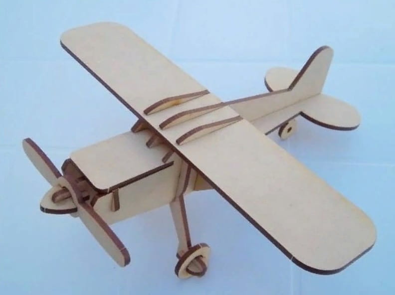 Laser Cut Toy Airplane 3D Wood Puzzle