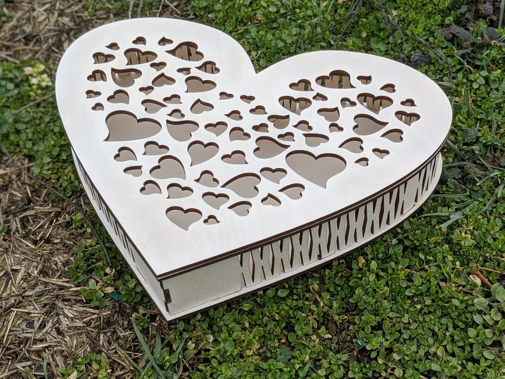 Laser Cut Wooden Heart Gift Box