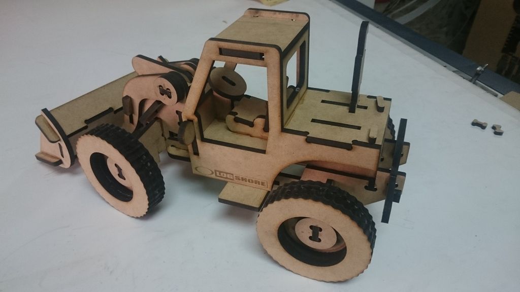 Laser Cut Bulldozer Wooden 3D Model Puzzle